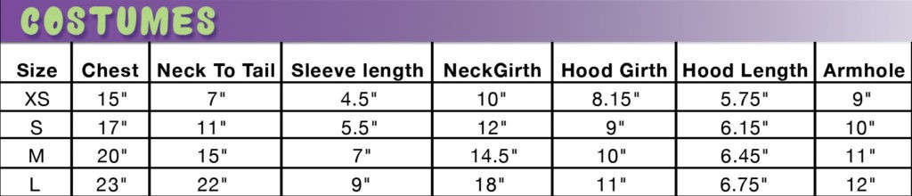 Cat Size Chart 