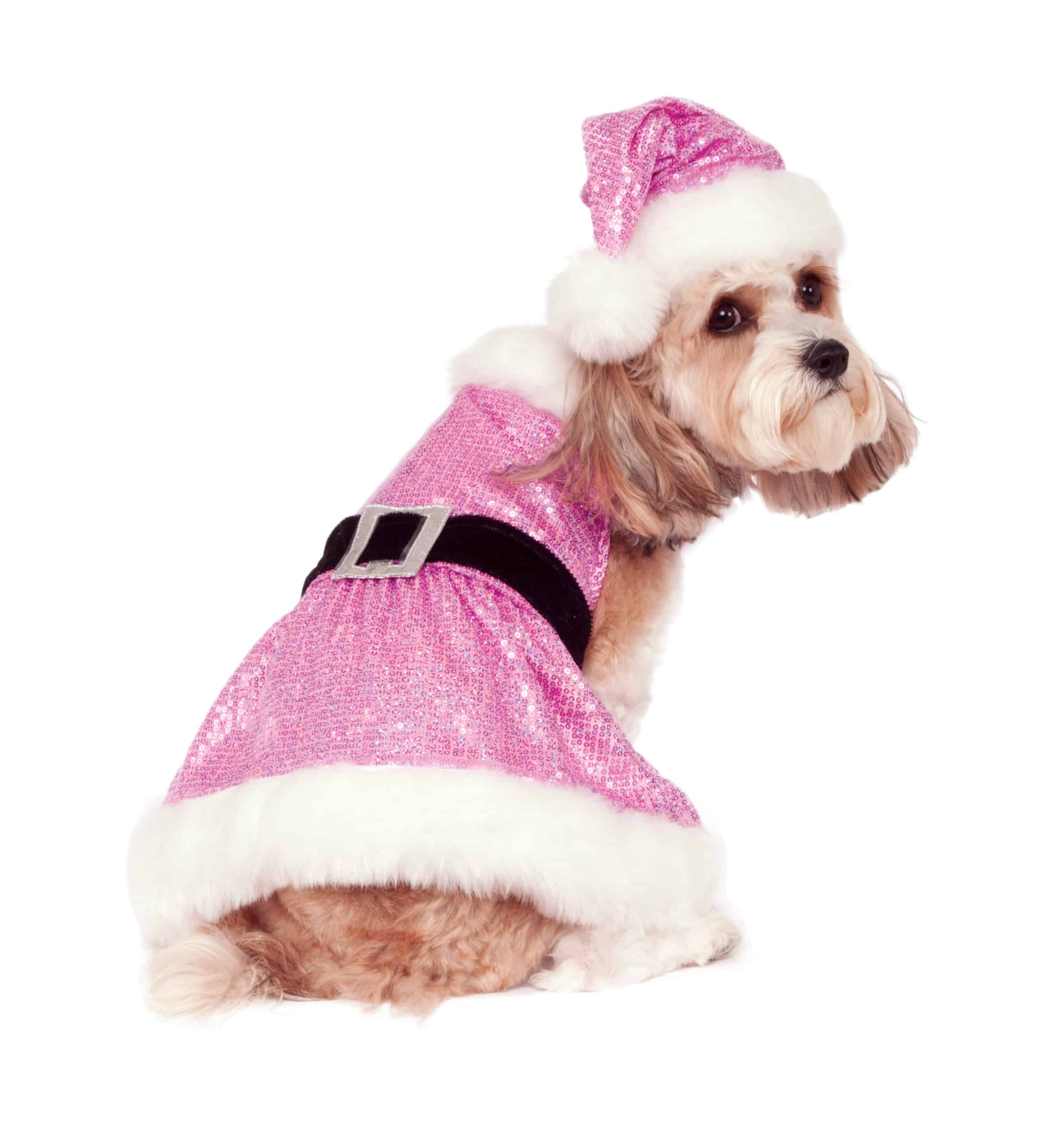 Pink Sequin Santa Dress Christmas Dog & Cat Costume