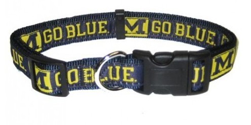 M/L Michigan Wolverines Reflective Dog Collar 
