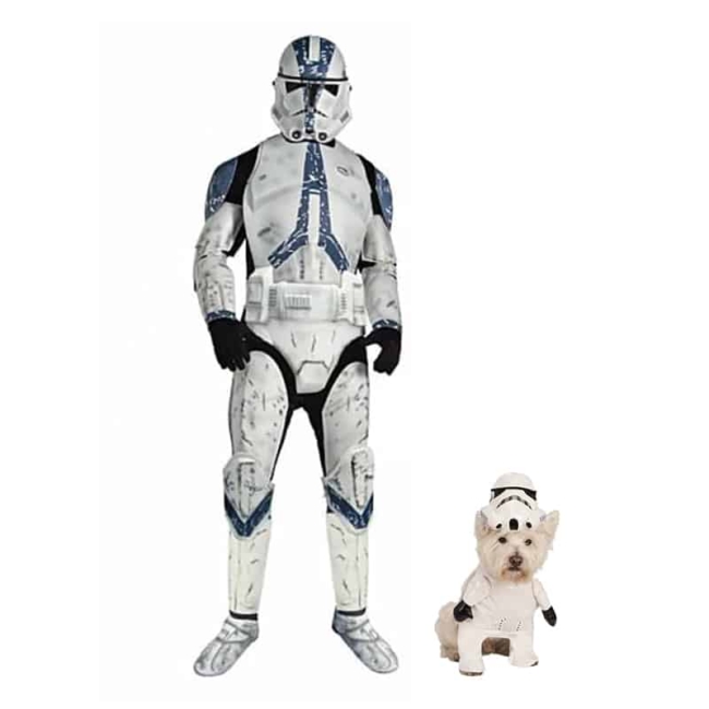 Clone Trooper and Storm Trooper Matching Human and Dog Costume Set