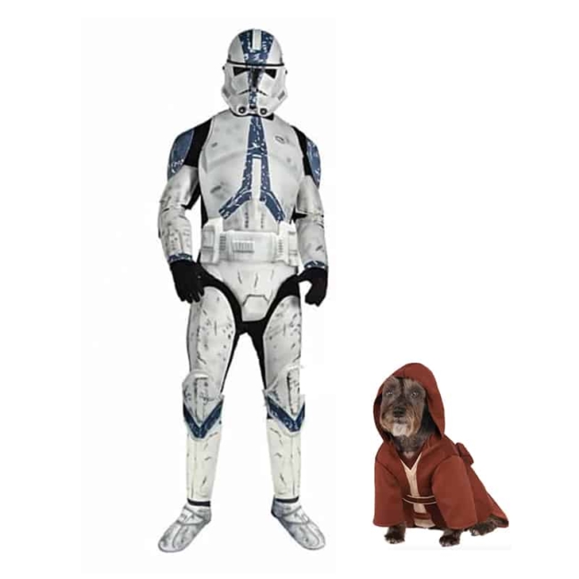Clone Trooper and Jedi Matching Human and Dog Costume Set
